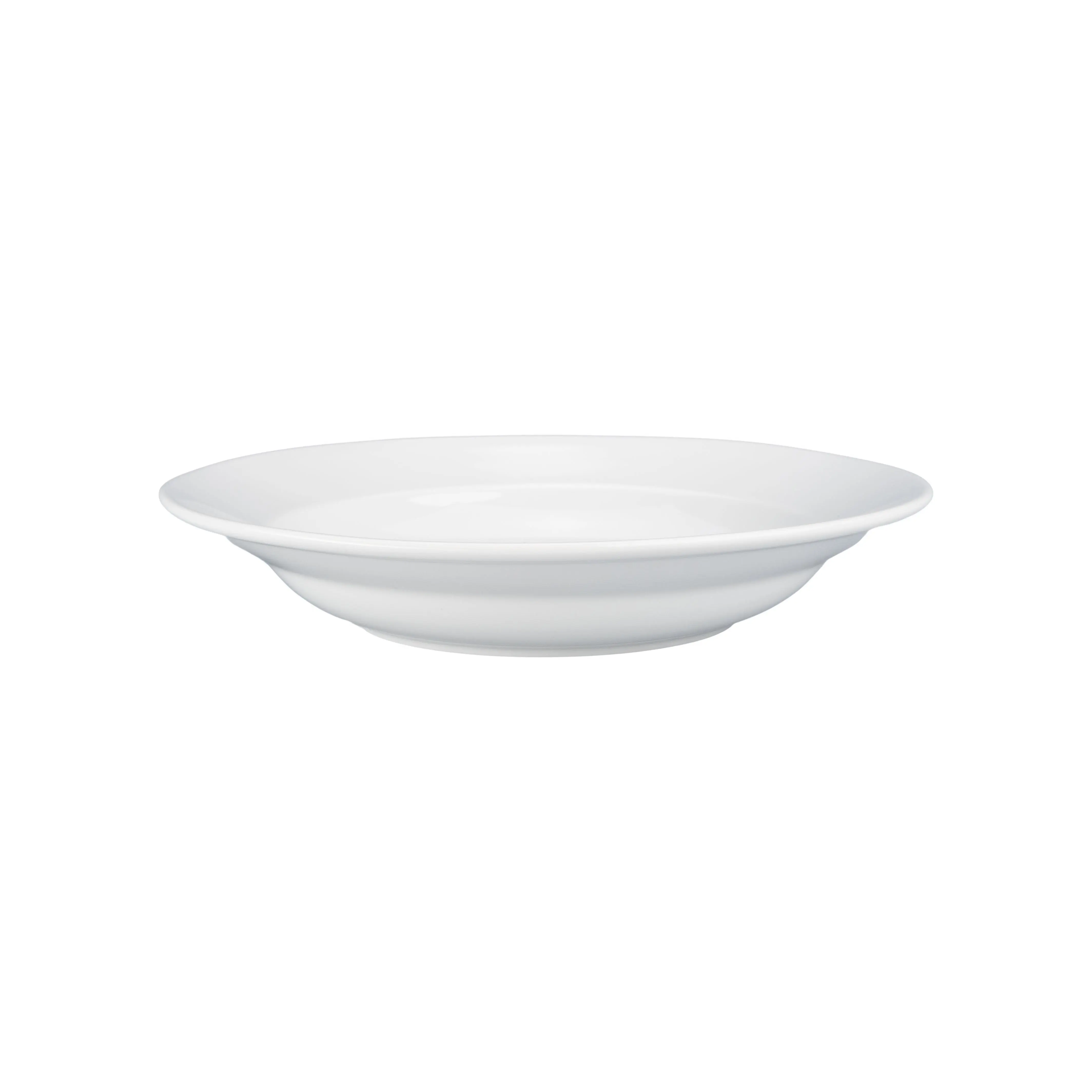 White Porcelain Bistro Rim Soup Bowl, 9.5"
