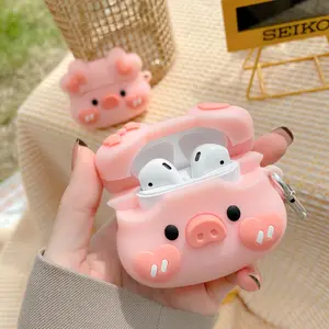 1 cute little pig shaped headphone case, durable silicone headphone case with anti drop function, Apple wireless Bluetooth headphone case, suitable for AirPods 1/2/3/4/pro/pro 2/pro 3