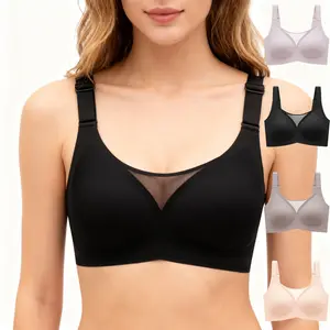 Minimizer Bras for Women No Underwire WirelessSupportive Full Coverage Wide Straps Seamless TshirtBra
