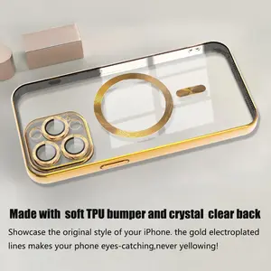 Phone Cases iPhone 17 16 15 14 13 12 11 Pro Max/14 15 16 Plus Misscase Magnetic Protective Case with Camera Lens Protector Anti-Yellowing Anti-Drop Full Protection Transparent Electroplated Magnetic Protective Cover iPhone 17 Pro Max Phone Case