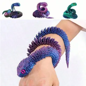 3D Printed Snake Animal Model, 1 piece, flexible joint toy, stress relief toy, suitable for home decoration, holiday gift, anxiety relief toy, movable figurine, home decor accessory, statue ornament.