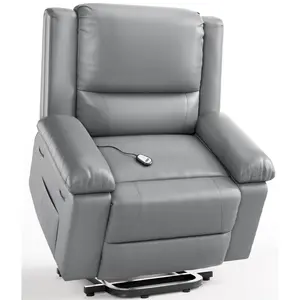 Power Lift Recliner Chair - Heat and Massage, PU Leather Electric Lift Recliner for Elderly & Mobility Impaired，Reclining Sofa with Side Pocket for Living Room