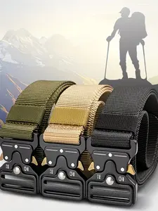 Unisex Tactical Belt, Adjustable Plastic Safety Buckle, Durable Black Outdoor Waistband for Men & Women, Stretchable Design for Hiking Camping Casual Wear, Sleek Waistband Secure Fit Belt, Tactical Gear Hiking Gear Camping Accesso, Durable Belts