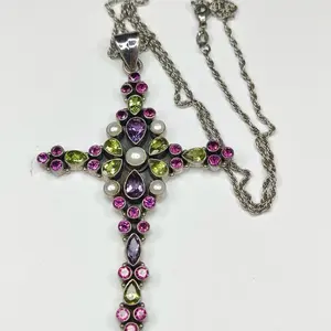 Nicky Butler Sterling Jeweled cross on James Avery sterling chain