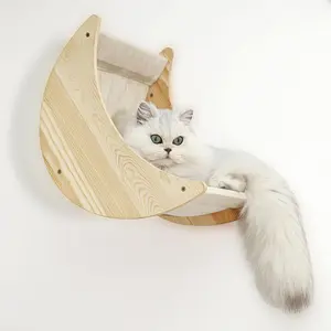 Wall-mounted moon-shaped cat bed solid wood pet home wall cat villa arbitrary combination suitable for cats of different sizes suitable for cats to rest and play