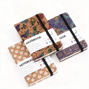 Creative Eco-Friendly Cork Notebook with Elastic Strap, Vintage Fabric Cover, Eye-Care Fluorescent-Free, Thick Smooth Pages, Travel Journal