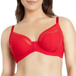PARFAIT Shea P6062 Women's Full Bust Mesh Plunge Bra with 3-Part Underwire Cup, Sheer Fabric, Smooth and Stretchy Design, Soft and Sexy Feel