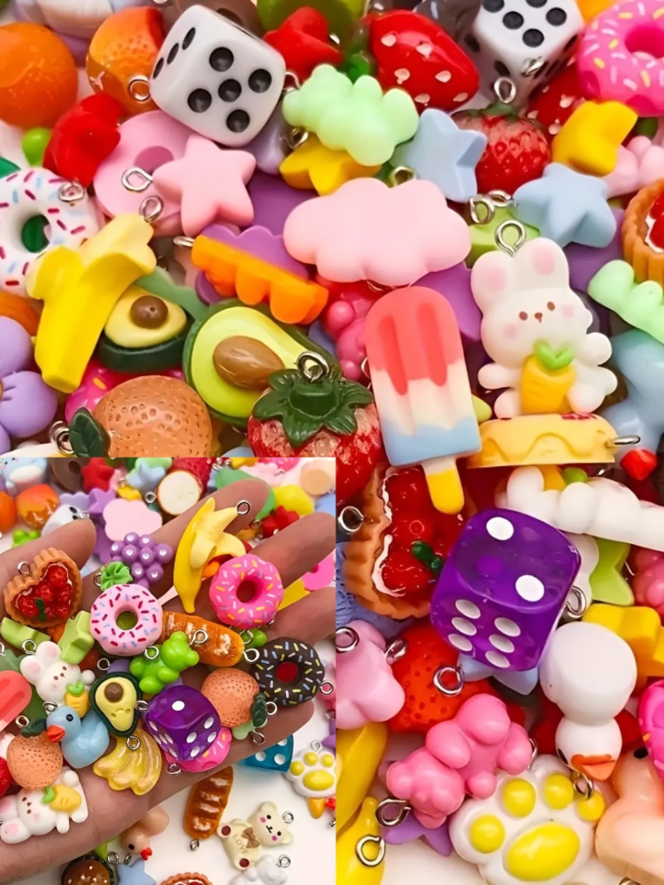50g random style charm pendant - made of colorful jewelry materials, suitable for necklace, bracelet, earring creation - handmade, casual style, for handicraft enthusiasts, Charms For Crafts, Diy Craft Embellishments, Diy With Charms