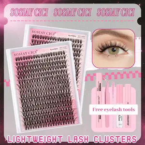 SOSIAYCICI DIY LASH CLUSTERS KIT I Start a New Life with 320Pcs 9mm-16mm Mixed Clusters Natrual Wispy Airy Lash Extension Kit Flawless Look | Waterproof Long Lasting Bond & Seal Glue Remover Applicators and Brush | Salon Quality Style Change for Beginners