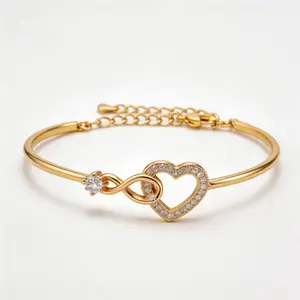 Timeless Infinity Heart Bracelet | Perfect Gift for Daughter's Birthday | Adjustable Size with Gift Box, Hypoallergenic Heart Bangle. Sentimental Mother-Daughter Jewelry Gift