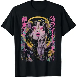 Casual Round Neck Shortsleeve Fashion Cotton Graphic Tees Streetwear Japanese  Cyberpunk Angel Y2K Techwear Manga Anime T-Shirt