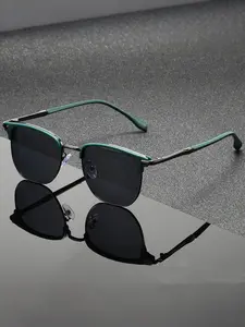 Men's new driving sunglasses retro steampunk square sunglasses metal frame with spring hinges women's glasses Vintage Trendy Sunglasses