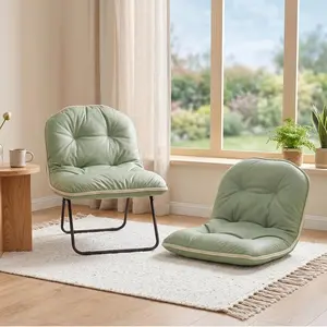Folding PU Leather  Moon Chair, Comfy Soft Cozy Lounge Floor Chair for Adults,Small Chair for Bedroom, Dorm, Living Room, Gaming Room, Study Corner,Green