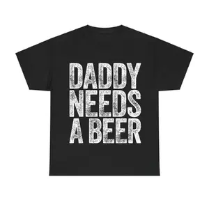 Womens Funny Graphic T-Shirt Daddy Needs A Beer Vintage Distressed Print Short Sleeve Crewneck Casual Streetwear Soft Cotton Tee For Dad Gift