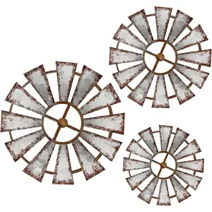 3 Pcs Wood Windmill Wall Decor Farmhouse Hanging Decoration Wooden Windmill Kitchen Decor Rustic Decor Living Room Sculpture Art for Bedroom Nursery Home Decor(Farmhouse)