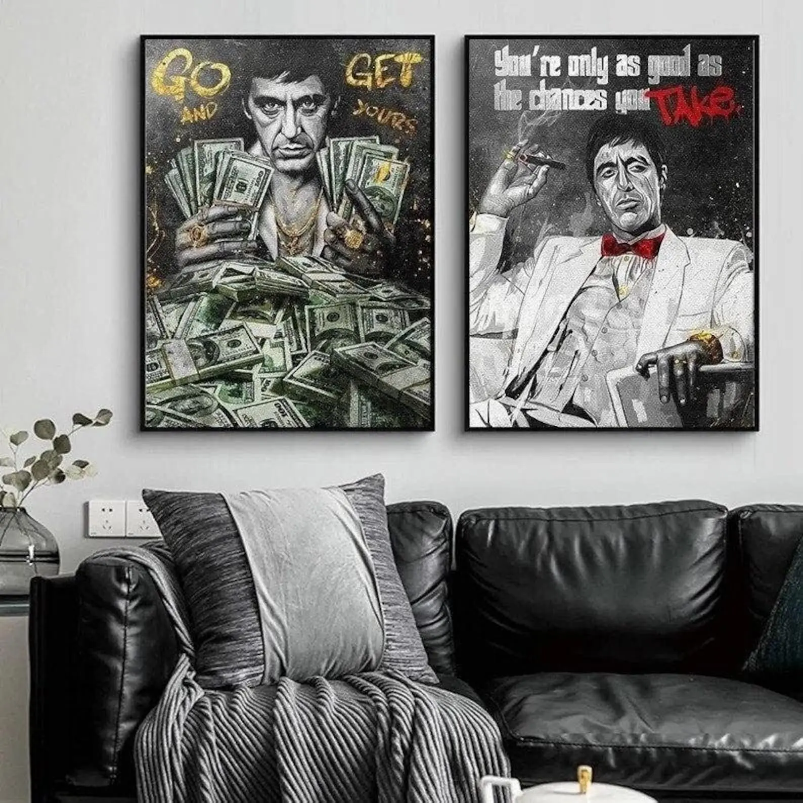 Scarface Tony Montana Series Motivational Quote Dollars Money Cash Motivational Posters Prints Wall Pictures Bedroom Office Home Decoration