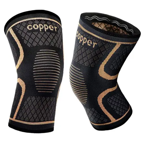 UGEM 2-Pack 3D Knitted Copper Knee Braces - Sports Sleeves with Patellar Band, Breathable Compression for Knee Pain Relief, Meniscus Tear Support, Running - Family Christmas Gift (Size S)