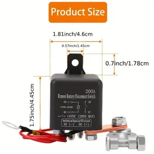 200A 12V DC Car Battery Disconnect Switch Set, Remote Battery Switch Isolator, Car Battery Switch Isolator, Suitable for Car Truck Automotive Electrical Appliances #     Top Selection