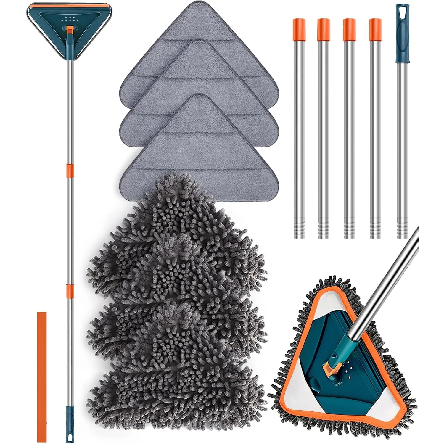 Wall Cleaner Mop with Long Handle, 360? Rotatable Wall Mop, 85" Baseboard Cleaner Tool Duster for Wall Washer Cleaner Tool for Walls/Dust/Ceiling Fans/Baseboard/Floors