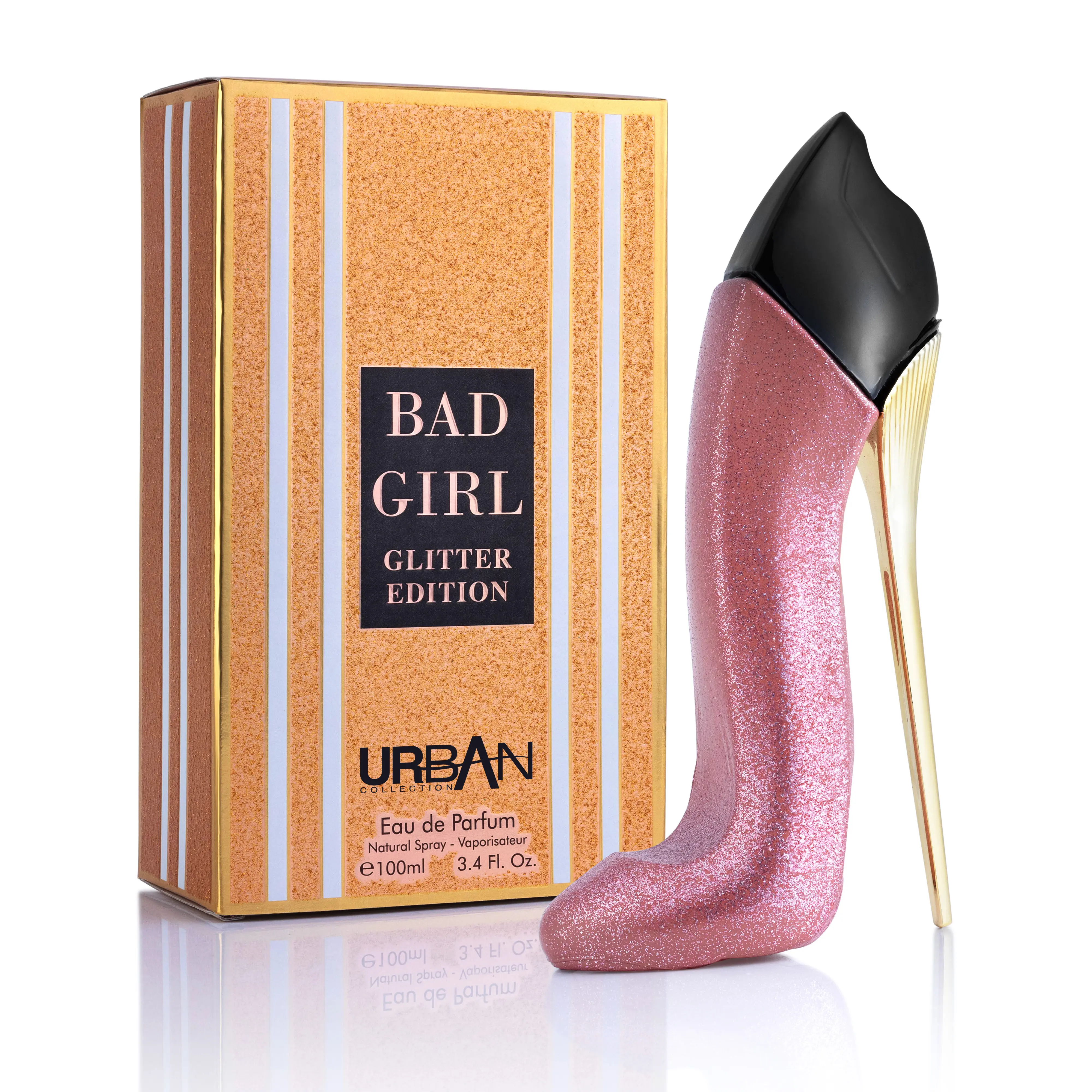 Urban Collection Bad Girl Glitter Eau De Parfum 100ml - Full-Size Packaged Women's Radiant Oriental Floral Fragrance with Almond, Tonka Bean, Vanilla Notes in Elegant Paper Box, Full-Size Women's Fragrance, Edp Fragrance, Single Item