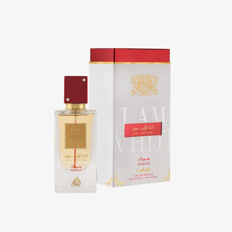 Lattafa Ana Abiyedh Rouge Eau de Parfum 2.0oz 60ml - Amber Saffron & Ambergris Perfume for Everyday & Evening Use Regular Edition