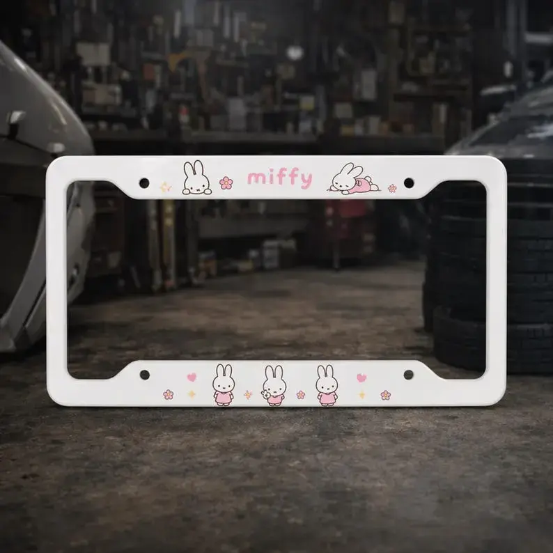 Bunny License Plate Frame, Pink Bunny Car Accessory Ver 2