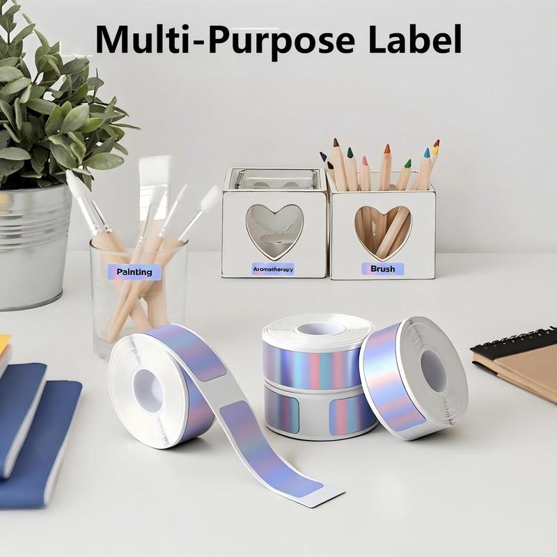 D30 Label Maker Tape, Laser Silver Thermal Paper, Pre-Cut Self-Adhesive Labels, Size 12x40mm, Ideal for Office Home Classroom Use, Office Supplies