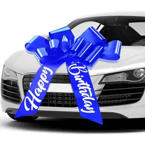 30 Inch Car Bow, Giant Gift Wrapping Bow for Large Presents, Pull Ribbon Decoration for Birthday Hood Display, Holiday Surprise, Sedan SUV(Blue)