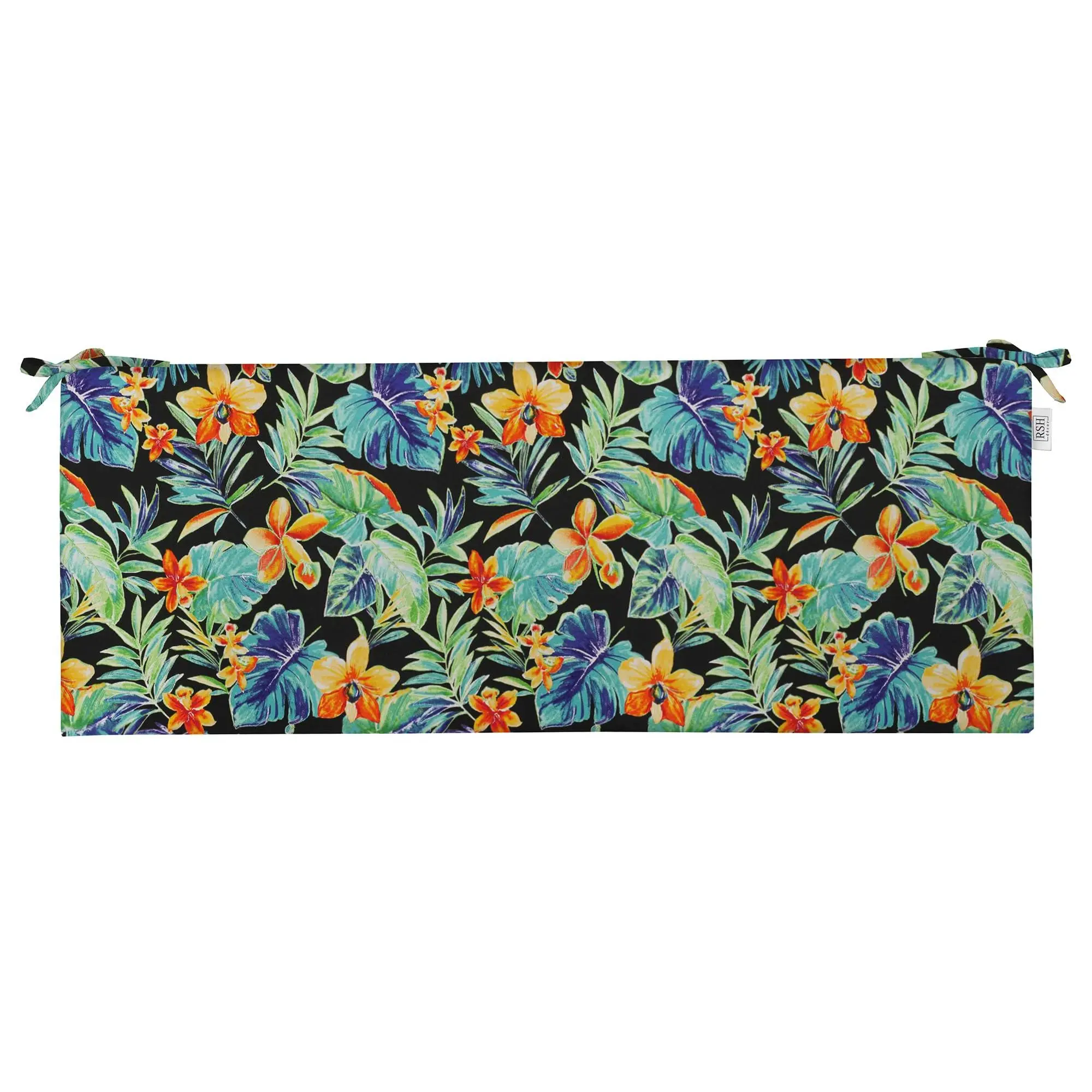 RSH Décor Foam Bench Cushion, Indoor/Outdoor Use, 38x18x3 Inches, Beachcrest Caviar Floral Design, Made in the United States