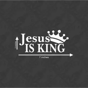 Jesus Is King Vinyl Sticker – 7x3” Waterproof Car Decal | Christian Crown Design