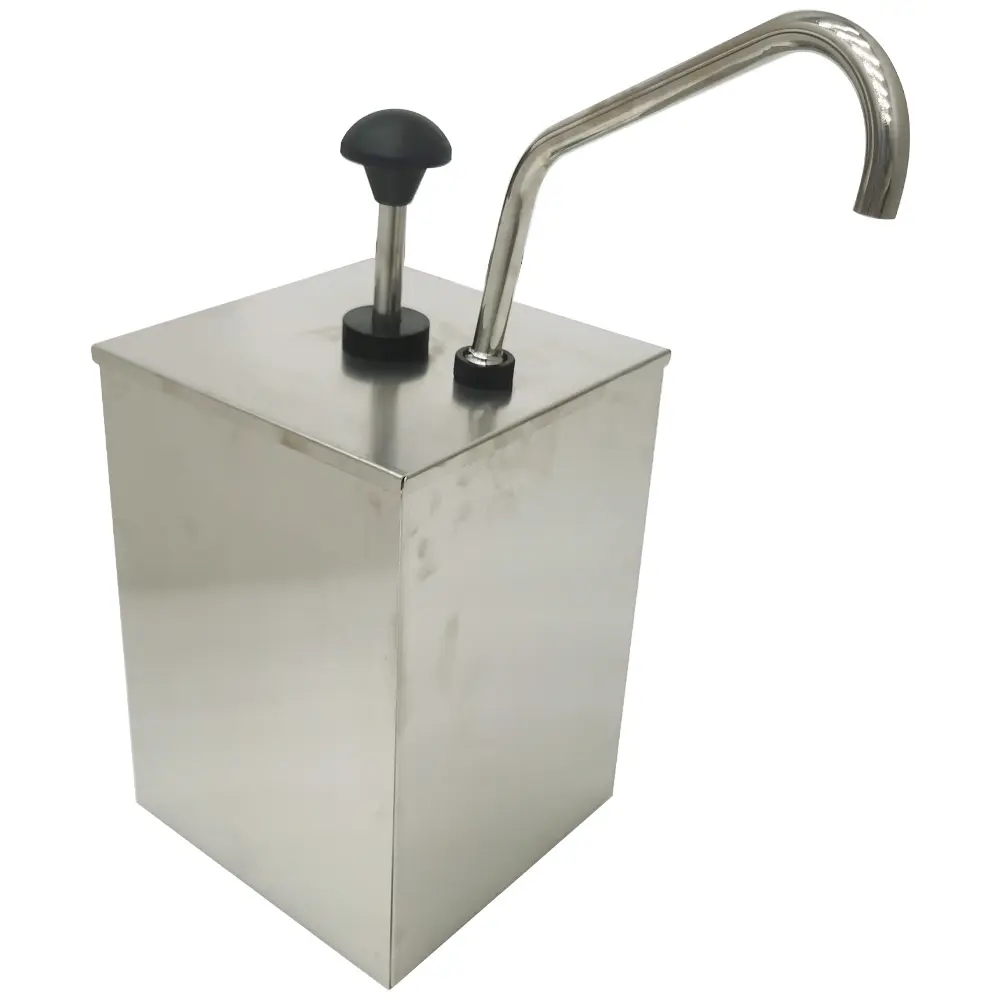 Yokoma Stainless Steel Sauce Pump 1 Bucket Sauce Pump Squeeze Pump Juice Pump Sauce Dispenser, 2.5L Sauce Dispenser Pump for Ketchup, Vinegar, Barbecue Sauce