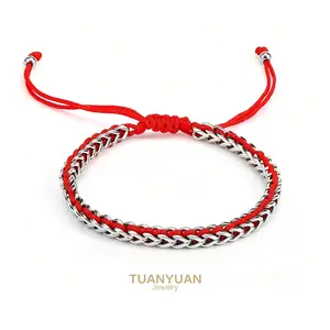 Tuanyuan Jewelry— [Snakebone Red Cord] Silver Bracelet: Casual Style, Unique & Versatile, Fashionable & Minimalist — For Couples