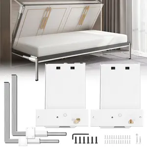 Murphy Wall-Mounting Springs Mechanism for Heavy-Duty Support Hardware DIY Kit, Compatible with Queen or Twin Size Beds in Horizontal Orientation, White Finish, Space-Saving Wall Bed Conversion System, Easy Assembly