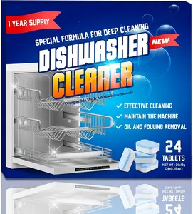 Dishwasher Cleaner and Deodorizer Tablet -24Tablets Deep Cleaning Descaler for Dishwasher Machine - Remove Limescale,Odor,Smell,Mineral Buildup