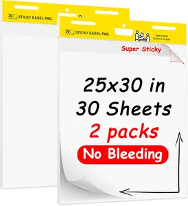 Sticky Easel Pad 25 in x 30 in Self Stick Flip Chart Paper 30 Sheets/Pad 2 Pad/Pack Large White Premium Anchor Chart Paper for Teachers Businessmen Office Workers