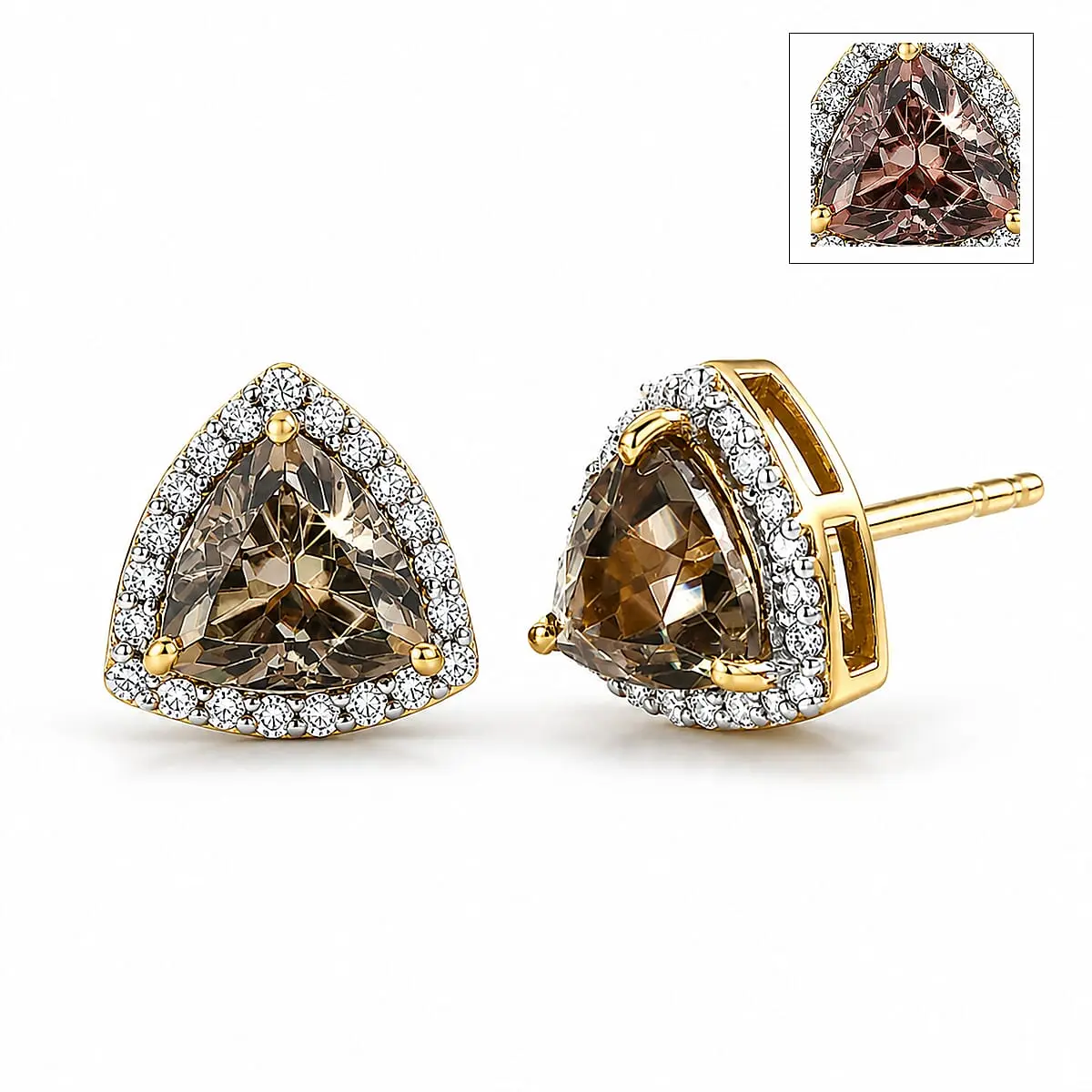 Certified & Appraised D'Joy Premium Turkizite, Moissanite Earrings in 18K Vermeil YG Over Sterling Silver 2.10 ctw