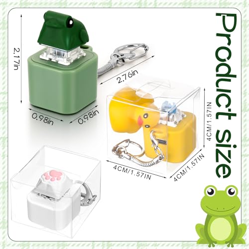 Frog Croaking Keychain, Lizard, Cat, Duck Realistic Sound Fidget – Rechargeable LED Light, Mechanical Keyboard Fidget Cute Axolotl Animal with Hand Wrist Strap Rope Durable ABS Build for Student &Adults Stress Relief