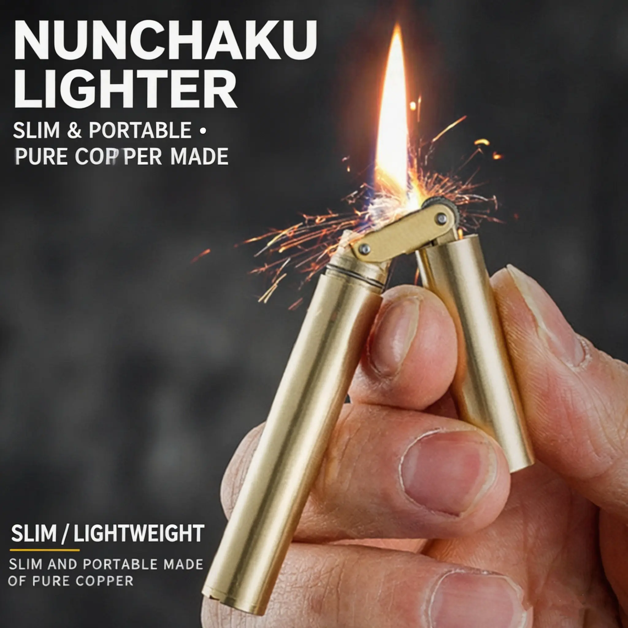 Retro Brass Flint Lighter, Cool Vintage Gadgets for Men | A Unique Birthday Gift & Portable Windproof Pocket Tool, Unique Gifts, Outdoor Use, Classic, Holiday, Brass Body, Tools And Gadgets, Cool Gadgets