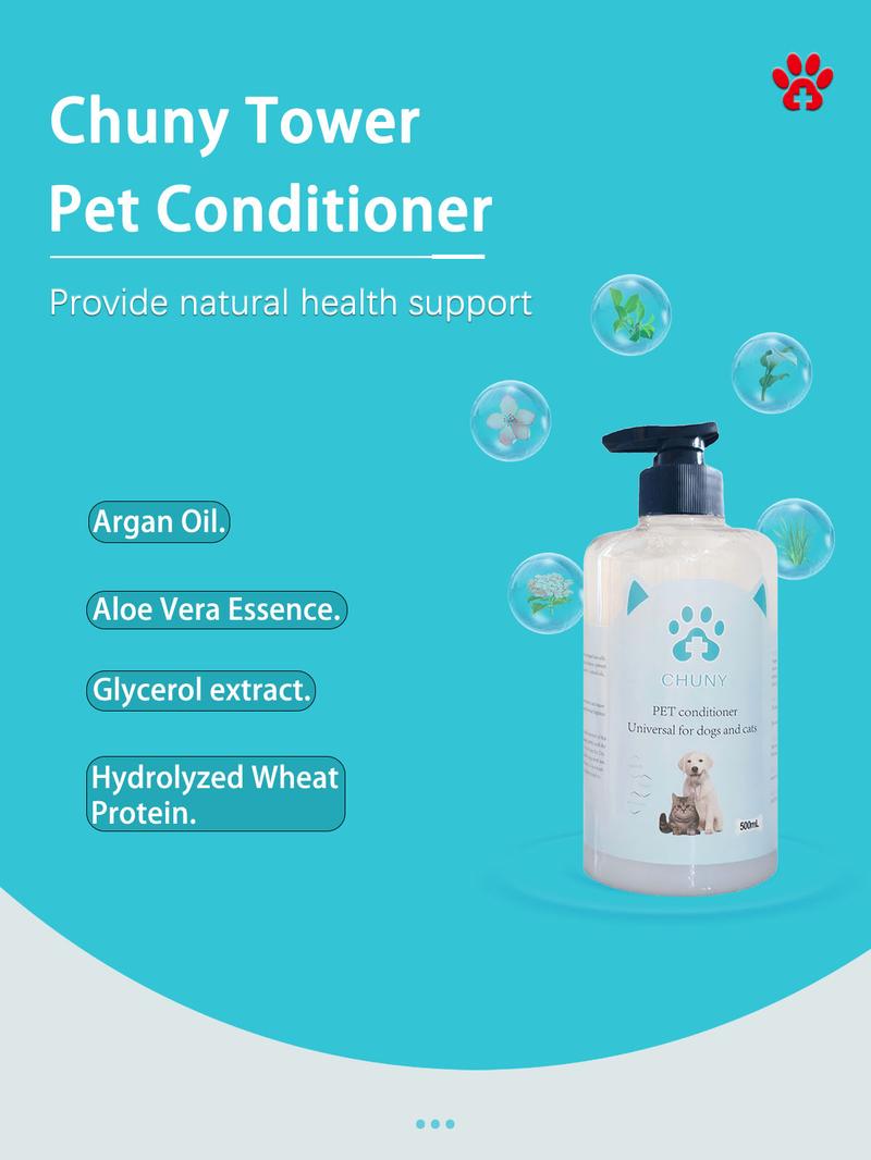 Chuny Pet Conditioner 500ml - Plant-Based Formula with Repairing Ingredients, Anti-Frizz & Anti-Hair Loss, Suitable for Cats and Dogs Clean Grooming