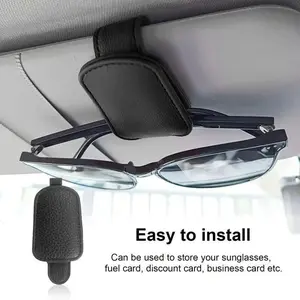 Leather Car Sun Visor Eyeglass Holder, Magnetic Ticket Accessory, Practical Sunglasses Organizer, Ideal for Cars, Car Essentials