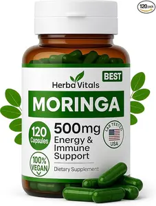 Moringa Capsules 500 mg - 120 Capsules | Pure Moringa Oleifera Leaf Powder Supplement | Powerful Green Superfood | Super Greens Powder Pills | Non-GMO, USA Lab Tested