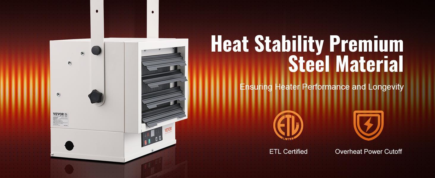 VEVOR Electric Garage Heater, TikTokShopBlackFriday, 7500-Watt Digital Fan-Forced Wall/Ceiling Mount Shop Heater, with Remote Control Overheat Protection, Hardwired Heater with 9-Hour Timer, Ideal for Workshop, ETL Listed