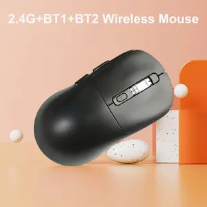 Wireless Mouse, 2.4g/Bluetooth-compatible 5.0 Dual Mode, Rechargeable Computer Mouse, 3 Adjustable Dpi, Ergonomic Design, Compatible with PC, MAC, iPad, Windows