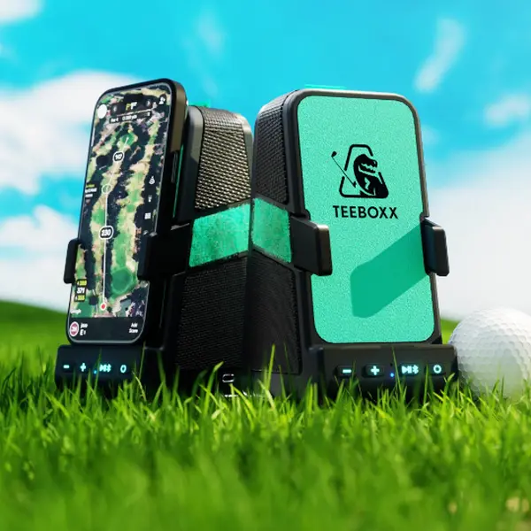 TeeBoxx Golf Cart Bluetooth Speaker - Portable Golf Accessories Gadget with Magnetic Phone Holder, Magnetic Phone Grip, Wireless Charger for Smartphone, Cellphone, Stream Capability | 2026 PGA Show Innovation Winner