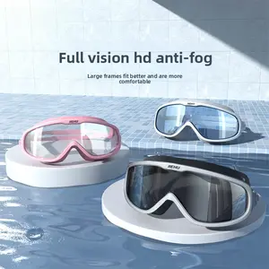Swim Goggles for Adults, Anti-Fog&UV Protection,Large Frame Waterproof Swimming Goggles with Prescription Degrees Available, Professional Swim Training Equipment for Men Women accessories wide field nose clip wide view anti-fog earplug machine swedish