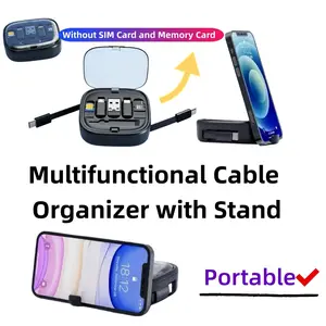 Multifunctional Retractable Data Cable Storage Box, Phone Charging Line Organizer, Compact and Portable, Ideal for Home and Travel Use, Cord Organizer