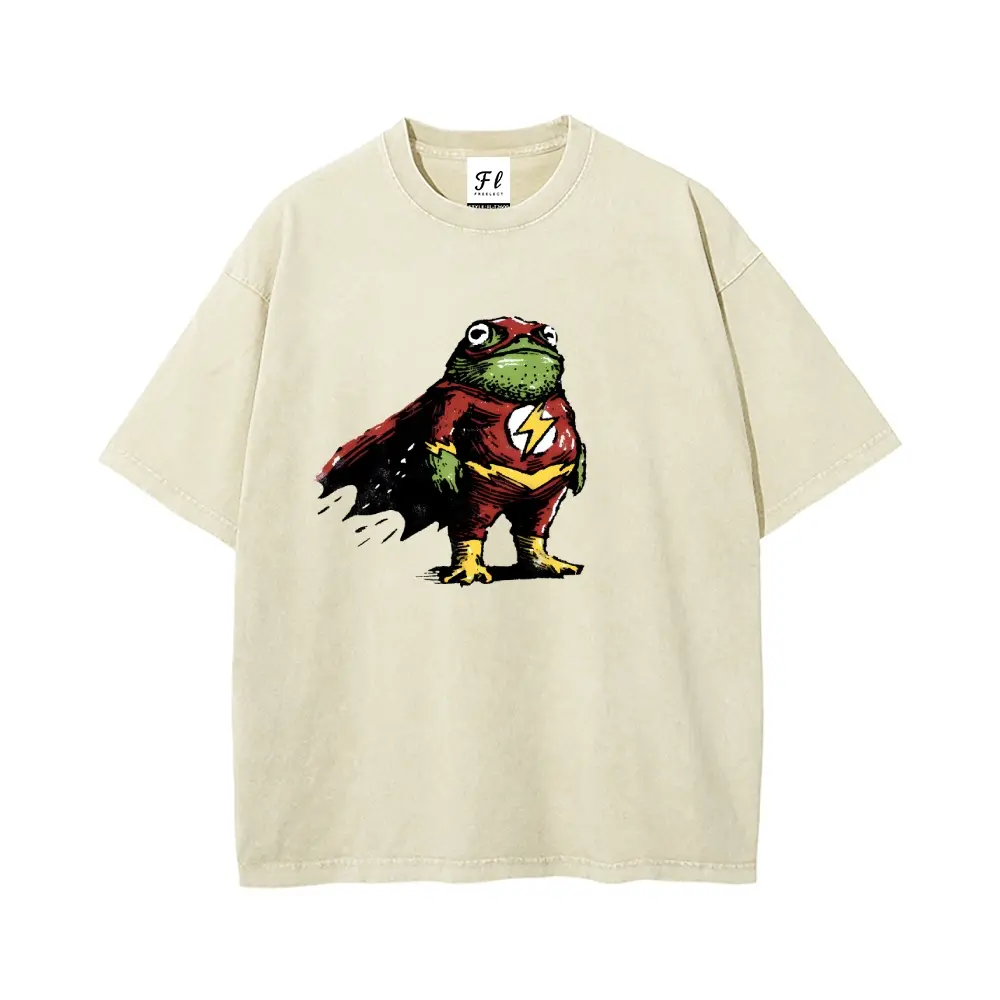 Vintage Washed Cotton Graphic T-Shirt, Unisex Oversized Streetwear Fit, Short-Sleeve with Slight Stretch, Tshirt