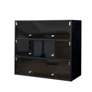 Black Glass Door Shoe Box Shoe Storage Cabinet With RGB Led Light tall led tvstand with