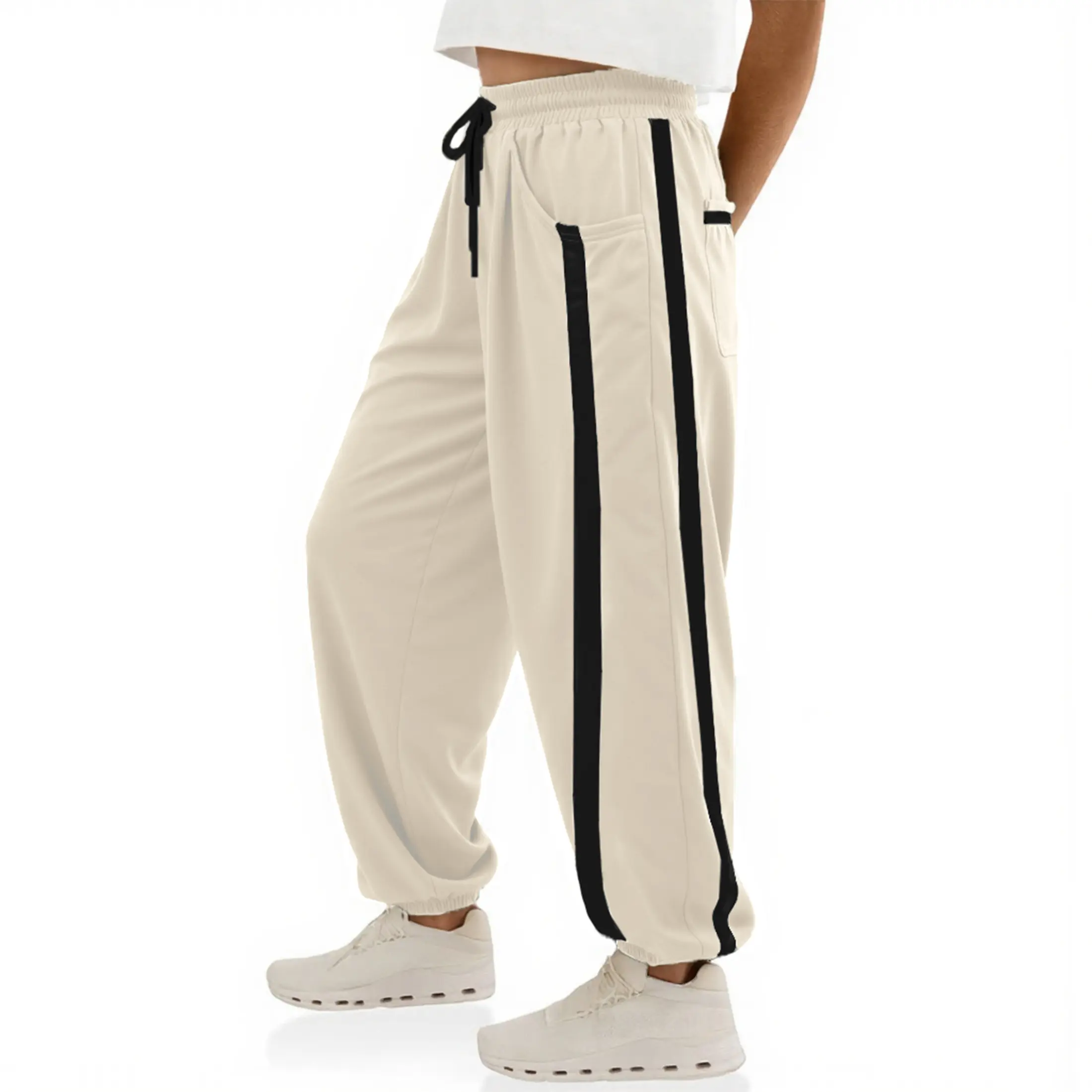 Bienmorn Women's High Waist Baggy Wide Leg Pants Drawstring Fleece Lined Warm Casual Athletic Joggers Y2K Streetwear Sweatpants，cozy aesthetic pants, streetwear joggers women, downtown girl pants, retro athletic pants, comfy chic pants