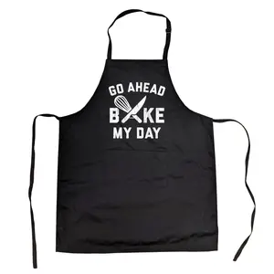 Go Ahead Bake My Day Cookout Apron Funny Kitchen Cooking Sarcastic Smock Chef Funny Aprons Adjustable Household Items Graphic Print Funny Food Cover Novelty Cooking Aprons for Men Black